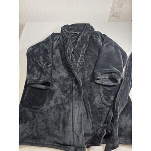 Victoria's Secret Plush Fleece Robe Black XL/XXL Luxe Lounge, Cottagecore Cozy